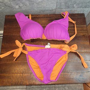 Becca Magenta Bikini with Orange Trim and Straps, by Rebecca Virtue XS D Cup
